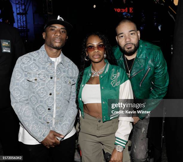 In this image released on August 2, Charlamagne Tha God, Jess Hilarious and DJ Envy pose backstage during a taping of iHeartRadio’s Living Black 2023...