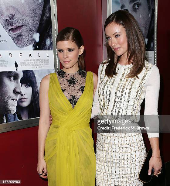 Actresses Kate Mara and Olivia Wilde attend the Premiere of Magnolia Pictures' "Deadfall" at the ArcLight Cinemas on November 29, 2012 in Hollywood,...