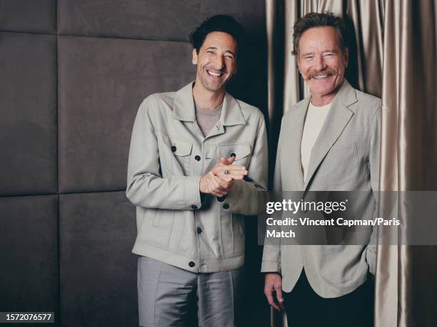 Actors Adrien Brody and Bryan Cranston are photographed for Paris Match on May 25, 2023 in Cannes, France.