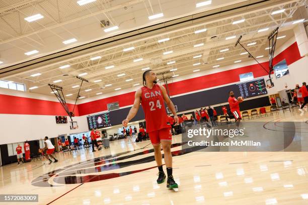 August 1 - Dillon Brooks with Canada's men's basketball team is pictured during practice at the FIBA Men's Basketball World Cup training camp at the...