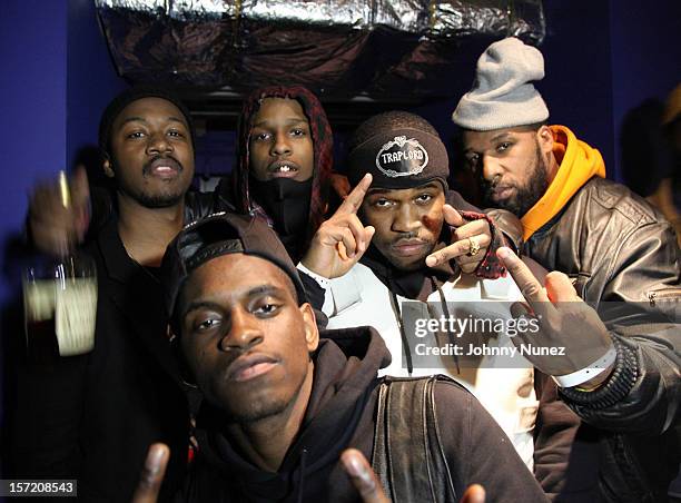 Members of A$AP Mob backstage at Best Buy Theatre on November 29, 2012 in New York City.