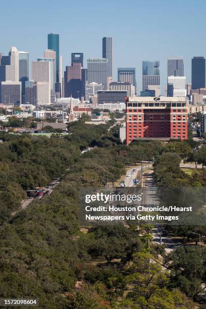 Hotel Zaza, red building, stands minutes from downtown Houston, Tuesday, Nov. 6 in Houston.