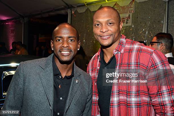 Actor Keith Robinson and sportsman Eddie George attend SA Studios and Mister Cartoon VIP Screening and After Party of Warner Brothers Pictures...