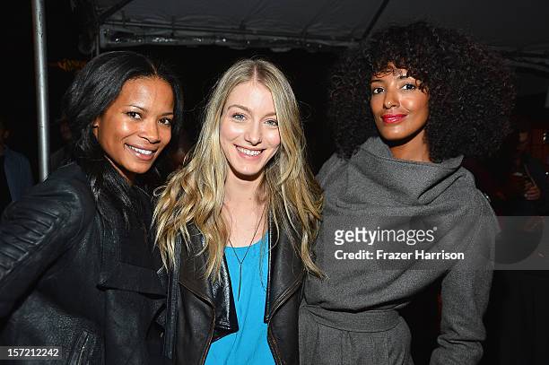 Actors Rose Rollins, Laura Seay, Ella Thomas attend SA Studios and Mister Cartoon VIP Screening and After Party of Warner Brothers Pictures "Gangster...