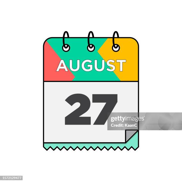 august - daily calendar icon in flat design style stock illustration - august 27 stock illustrations