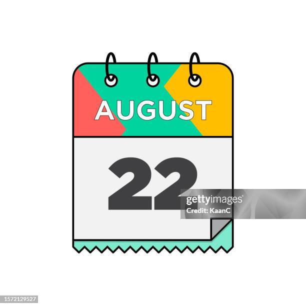 august - daily calendar icon in flat design style stock illustration - august 14 august 20 stock illustrations