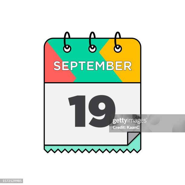 september - daily calendar icon in flat design style stock illustration - 12 17 months 幅插畫檔、美工圖案、卡通及圖標