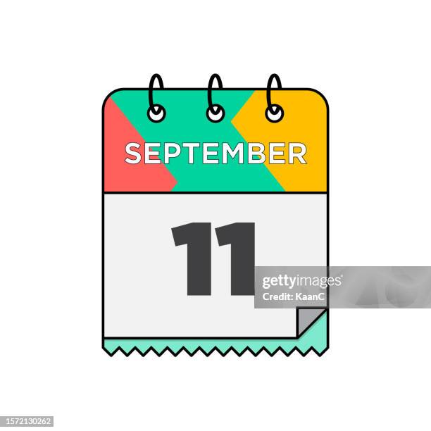 september - daily calendar icon in flat design style stock illustration - 12 17 months 幅插畫檔、美工圖案、卡通及圖標