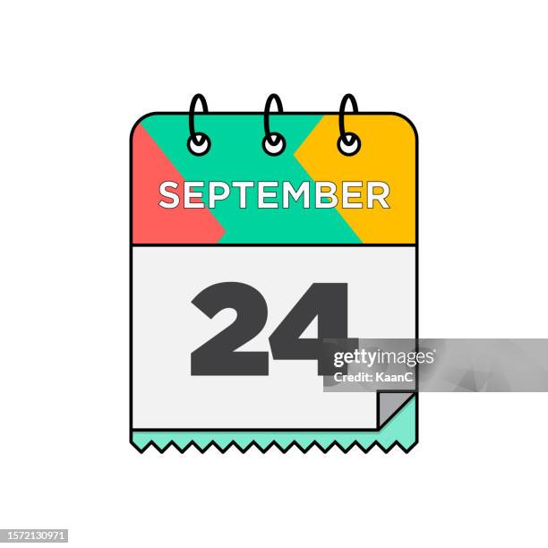 september - daily calendar icon in flat design style stock illustration - 12 17 months 幅插畫檔、美工圖案、卡通及圖標