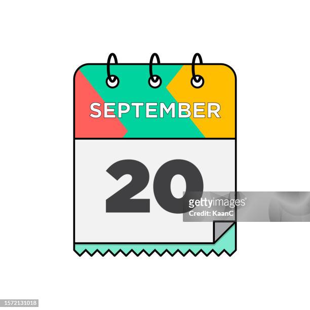 september - daily calendar icon in flat design style stock illustration - 12 17 months 幅插畫檔、美工圖案、卡通及圖標