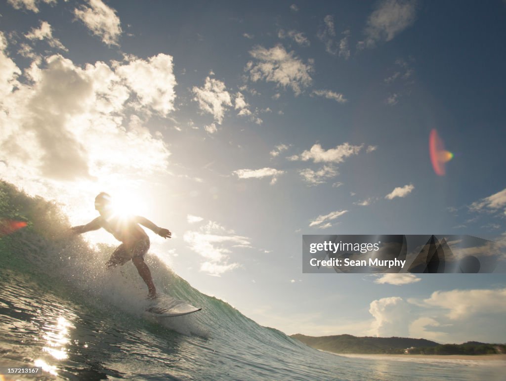 A man surfing in Nicaragua