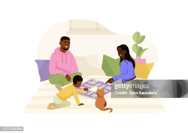 family time: board game - family playing board game stock illustrations