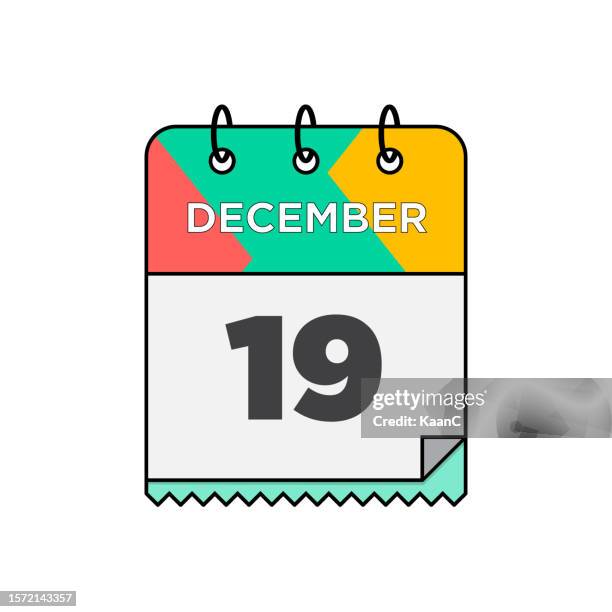 december - daily calendar icon in flat design style stock illustration - 12 17 months 幅插畫檔、美工圖案、卡通及圖標