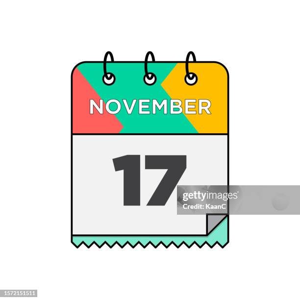 november - tageskalender-symbol im flachen design-stil stock-illustration - 12 17 months stock-grafiken, -clipart, -cartoons und -symbole