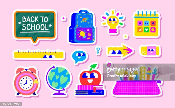 back to school stickers - back to school stock illustrations
