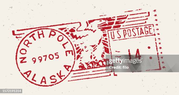 ilustrações, clipart, desenhos animados e ícones de selo de cancelamento postal: polo norte - correspondência