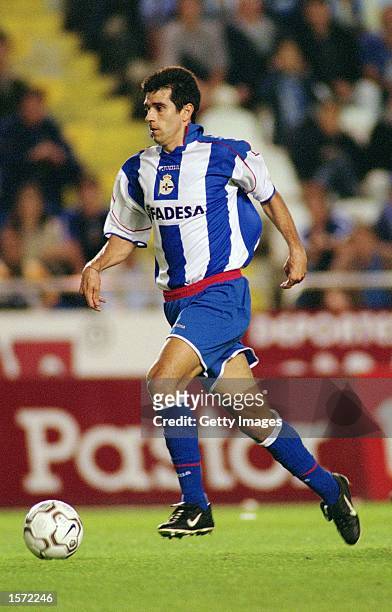 Juan Valeron of Deportivo La Coruna runs with the ball during the Spanish Primera Liga match against Celta Vigo played at the Estadio Riazor, in La...