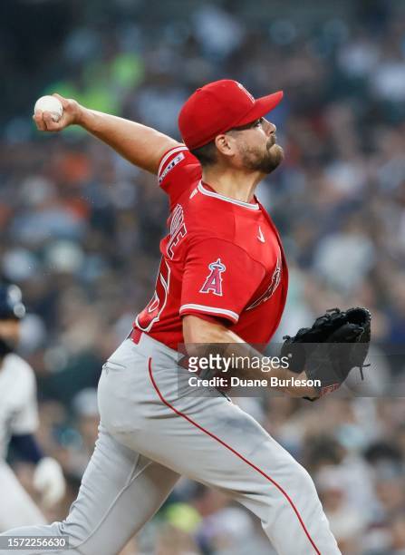 Matt Moore of the Los Angeles Angels pitches against the Detroit Tigers at Comerica Park on July 25, 2023 in Detroit, Michigan.