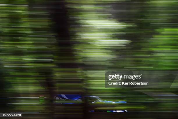 The Graff Racing Oreca 07-Gibson of Roberto Lacorte, Giedo van der Garde and Patrick Pilet drives during practice for the 100th anniversary 24 Hours...