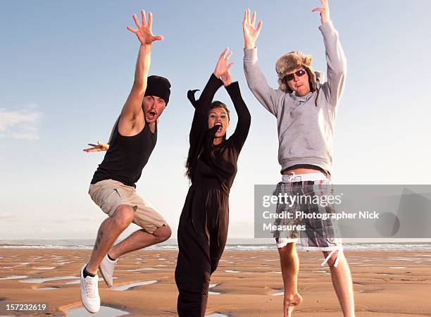 fun on the beach - croyde beach stock pictures, royalty-free photos & images