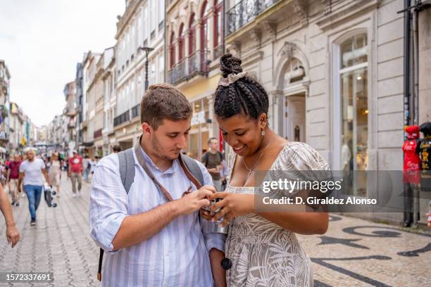 young couple tourist in porto, portugal - parto stock pictures, royalty-free photos & images