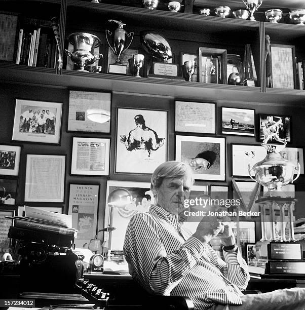 Writer George Plimpton is photographed for Vanity Fair Magazine on September 25, 1997 in his office in New York City. PUBLISHED IN JONATHAN BECKER:...