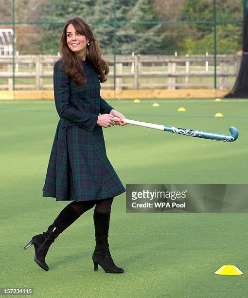 Catherine, Duchess of Cambridge takes part in a day of activities and festivities to mark the occasion of St Andrew's Day at St Andrew's School on...
