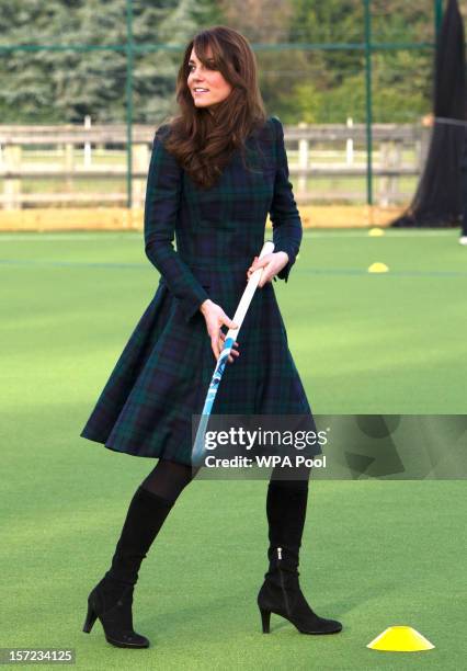 Catherine, Duchess of Cambridge takes part in a day of activities and festivities to mark the occasion of St Andrew's Day at St Andrew's School on...