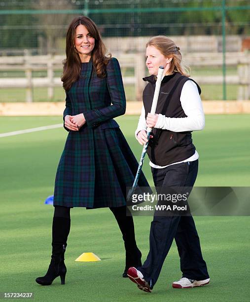 Catherine, Duchess of Cambridge takes part in a day of activities and festivities to mark the occasion of St Andrew's Day at St Andrew's School on...
