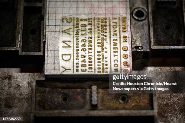 Photo polymer plate used in the letterpress process at Spindletop Design and Workhorse Printmakers, Wednesday, Aug. 28 in Houston. Jennifer Blanco,...