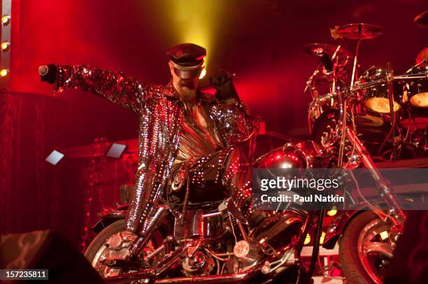 British heavy metal group Judas Priest perform onstage at the Venue in the Horseshoe Casino, Hammond, Indiana, November 12, 2011. Pictured is singer...