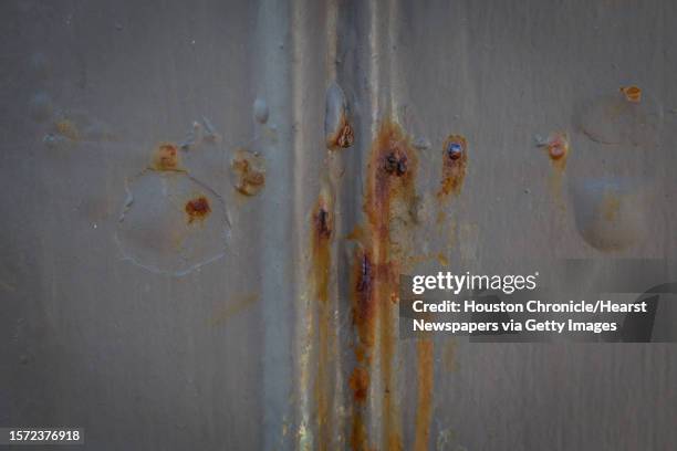 Corroded rust spot on an unfixed cast iron beam on the Thomas Jefferson League Building constructed in 1871, Tuesday, Dec. 17 in Galveston. The...