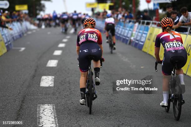 Marjolein Van 'T Geloof of The Netherlands and Alice Barnes of The United Kingdom and Team Human Powered Health cross the finish line during the 2nd...