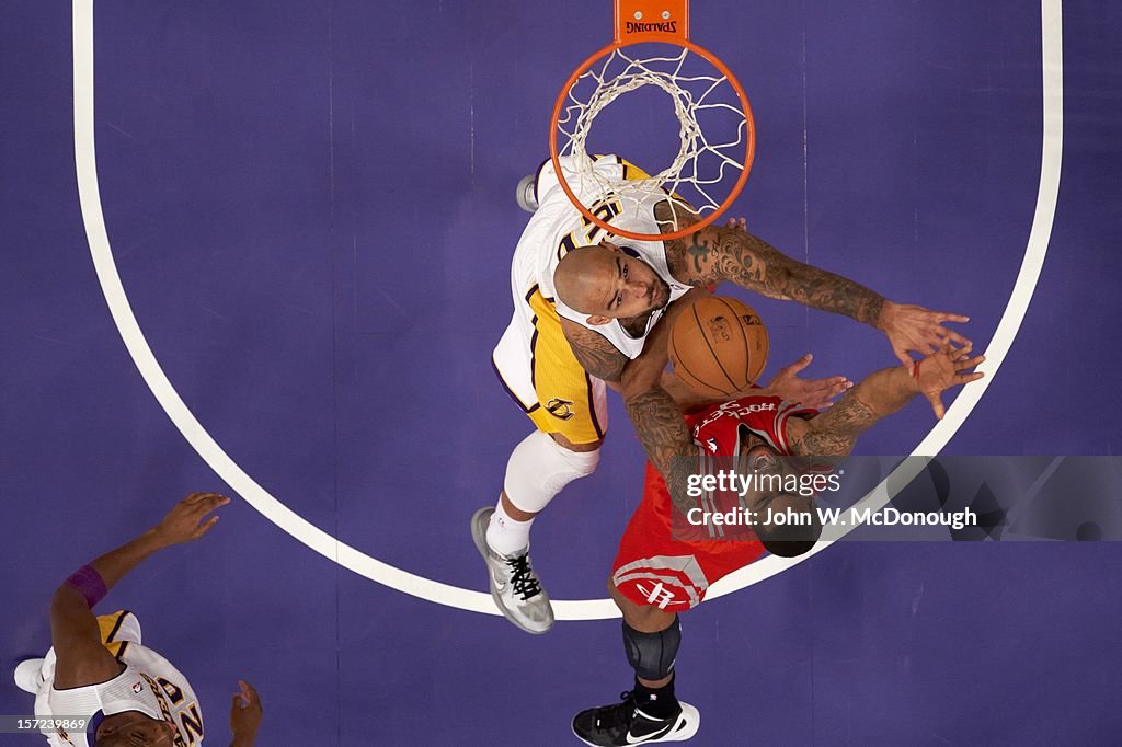 Houston Rockets Marcus Aerial view of Houston Rockets Marcus Morris in action, layup vs Los ...