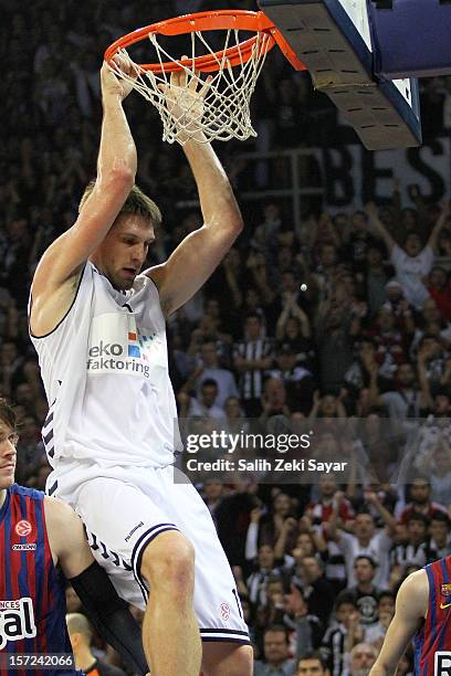 Gasper Vidmar of Besiktas JK Istanbul in action during the 2012-2013 Turkish Airlines Euroleague Regular Season Game Day 8 between Besiktas JK...