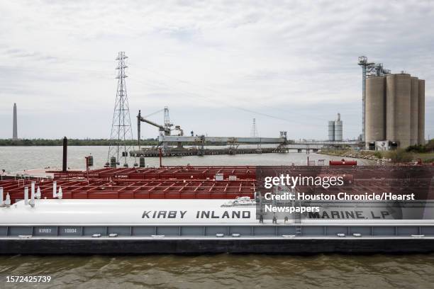 Barges moored in a Kirby fleet on the Houston Ship Channel, Wednesday, March 26, 2014. Kirby has four fleets of barges.