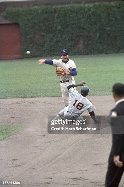 Chicago Cubs Glenn Beckert in action, making throw vs Houston Astros at Wrigley Field. Chicago, IL 6/3/1969 CREDIT: Herb Scharfman