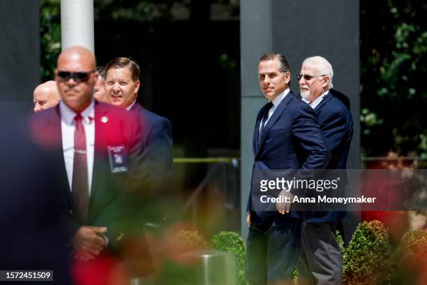 Hunter Biden, son of U.S. President Joe Biden, departs to the J. Caleb Boggs Federal Building on July 26, 2023 in Wilmington, Delaware. Biden pleaded...