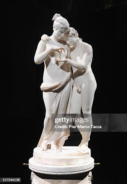 Antonio Canova's sculpture 'Amore e Psiche' is displayed at the exhibition opening of Antonio Canova's "Amore e Psiche" and Francois Gerard's "Psyche...