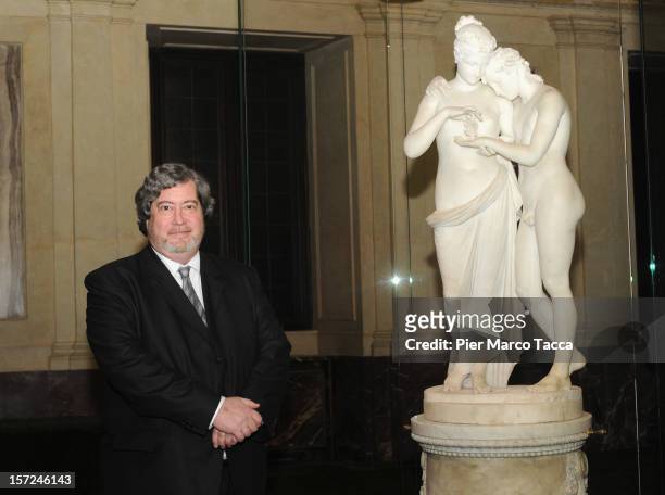 Director of the department of painting of the Louvre museum Vincent Pomarede attends the exhibition opening of Antonio Canova's "Amore e Psiche" and...
