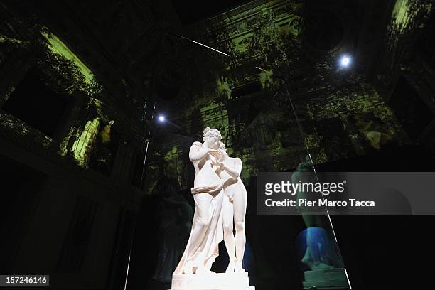 Antonio Canova's sculpture 'Amore e Psiche' is displayed at the exhibition opening of Antonio Canova's "Amore e Psiche" and Francois Gerard's "Psyche...