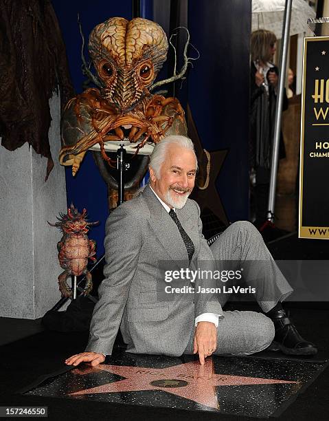 Rick Baker is honored with a star on the Hollywood Walk of Fame on November 30, 2012 in Hollywood, California.