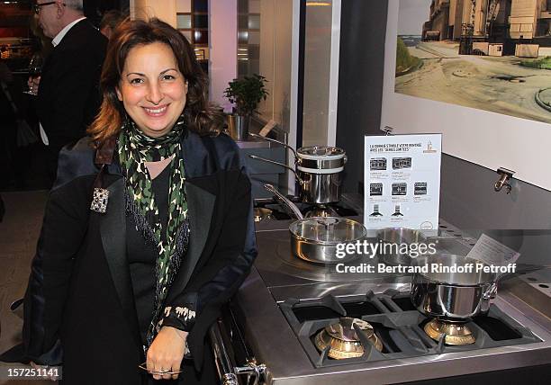 Fashion designer Anne-Valerie Hash attends a traditional craftsman food tasting at La Cornue boutique on November 30, 2012 in Paris, France.