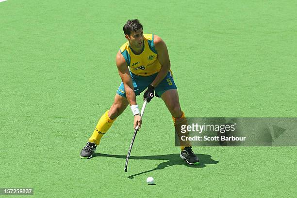 Chris Ciriello of Australia controls the ball during the match between Australia and Belgium on day one of the Champions Trophy on December 1, 2012...