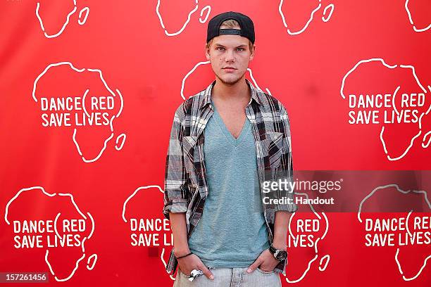 In this handout photo provided by Avicii poses backstage for DANCE , SAVE LIVES during Stereosonic 2012 at Melbourne Showgrounds on December 1, 2012...