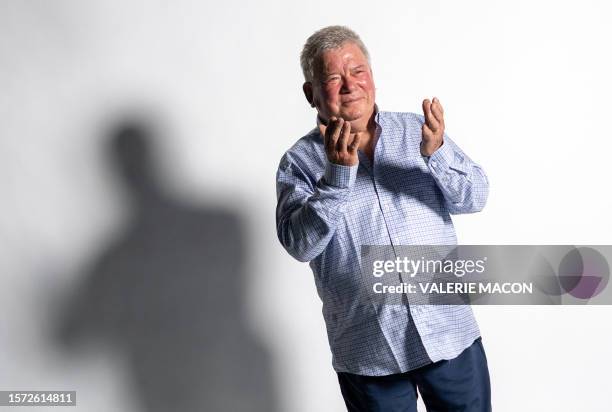 Canadian actor William Shatner speaks to fans in Australia using Hologram technology, in Van Nuys, California, on August 1, 2023. More than half a...