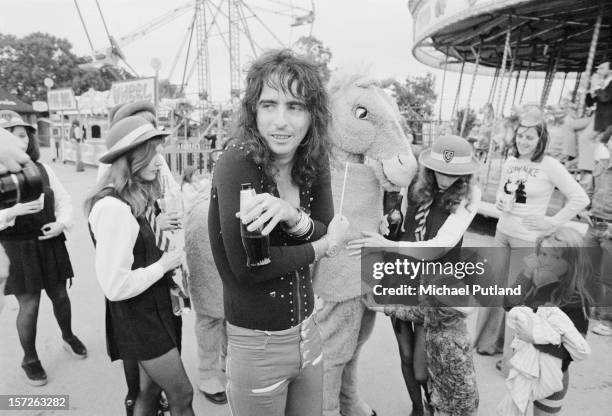 American rock singer Alice Cooper attends a reception at Chessington Zoo, London, 28th June 1972.