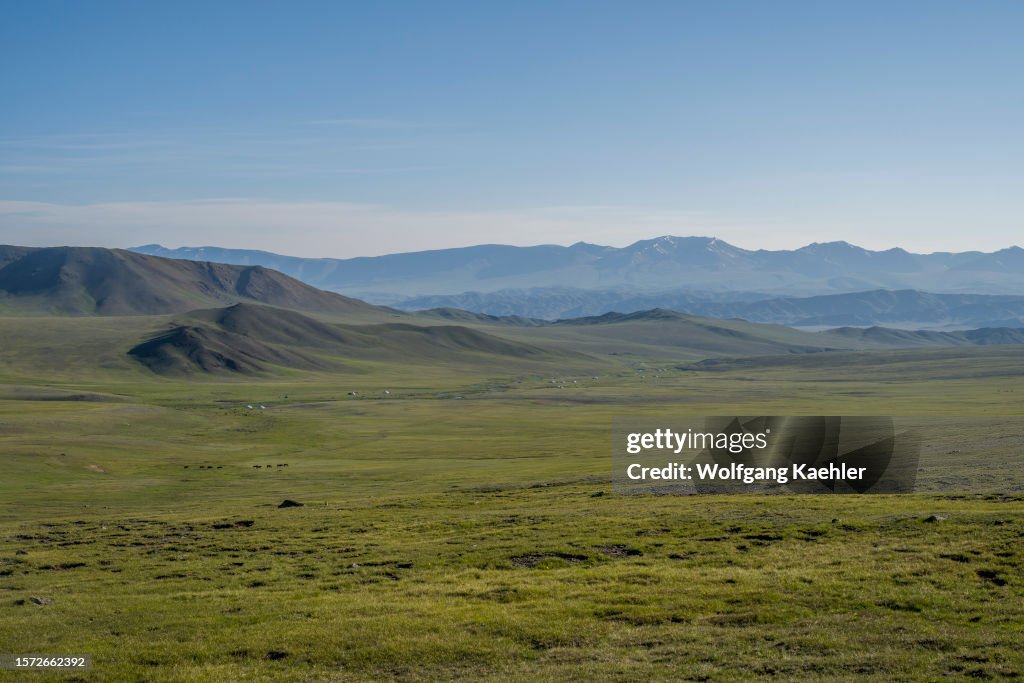 Remote Rural Valley View of the landscape from a hike up a remote valley in the Altai ...