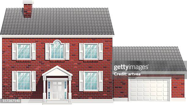 house - brick chimney stock illustrations