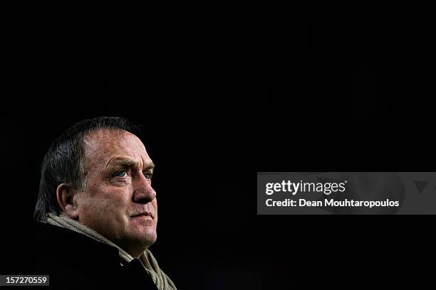 Manager, Dick Advocaat looks on prior to the Eredivisie match between Ajax Amsterdam and PSV Eindhoven at Amsterdam Arena on December 1, 2012 in...